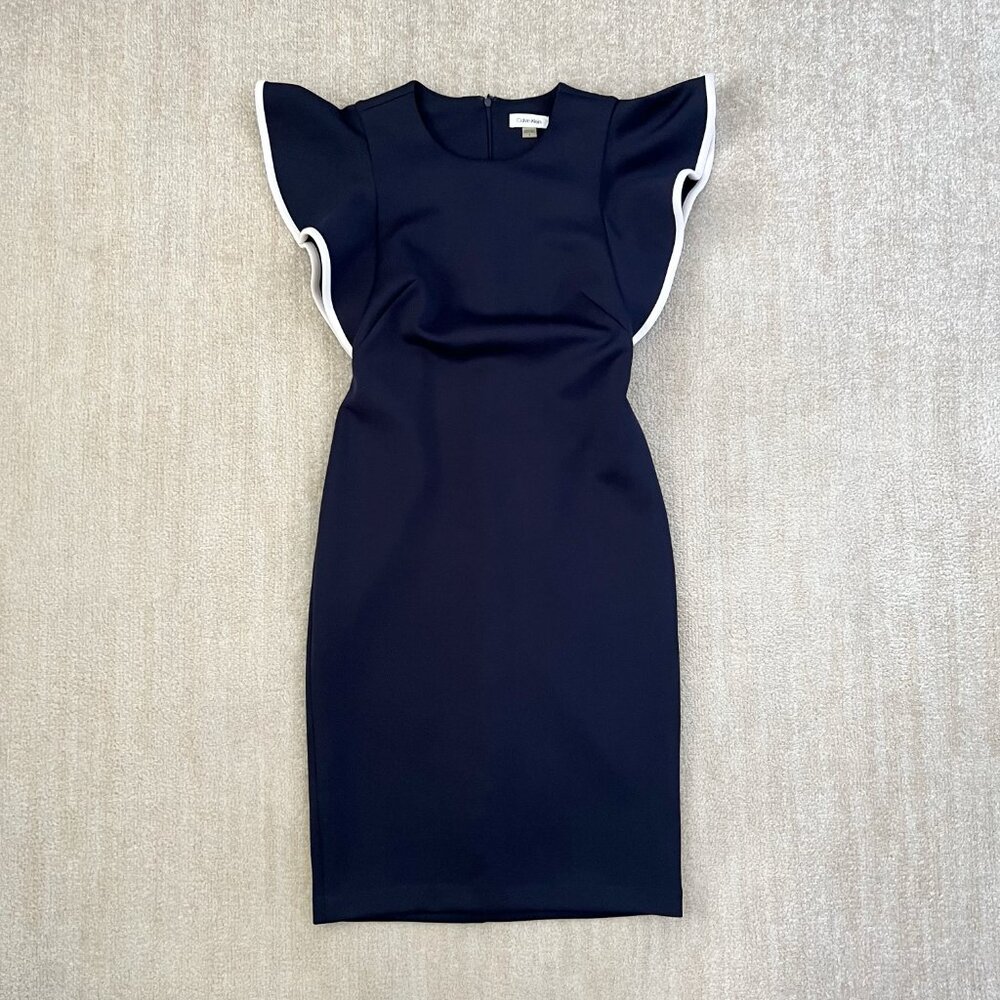 Calvin Klein Blue Sheath Work Office Midi Dress 4
